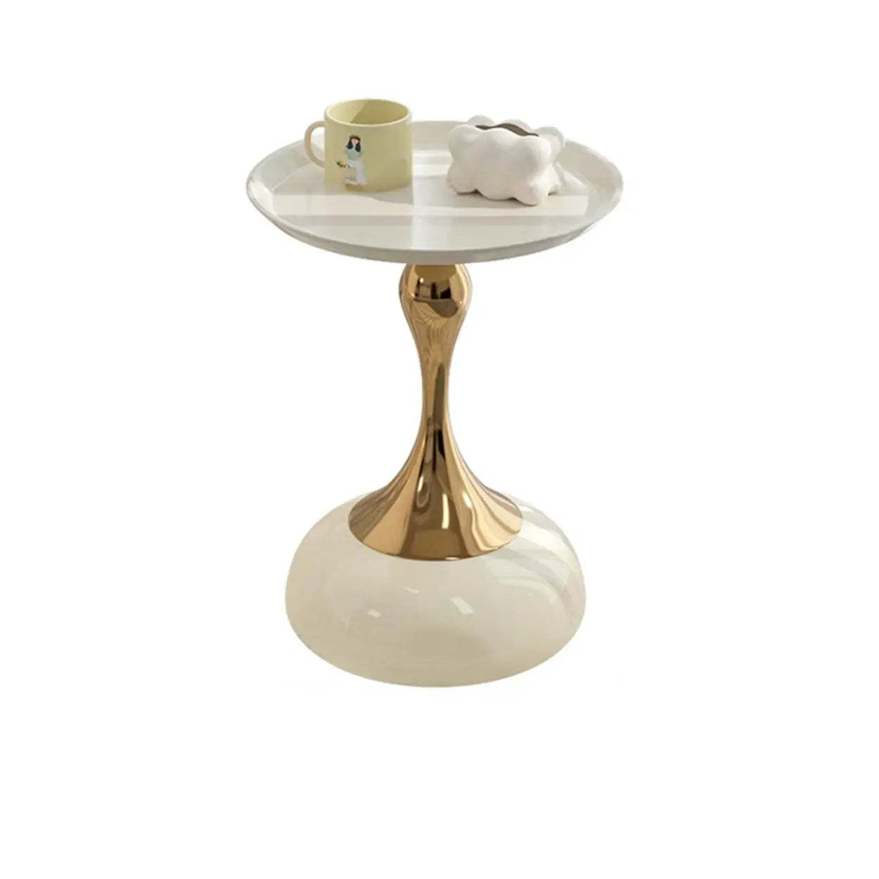 Modern White Metal Tray Pedestal Side Table
