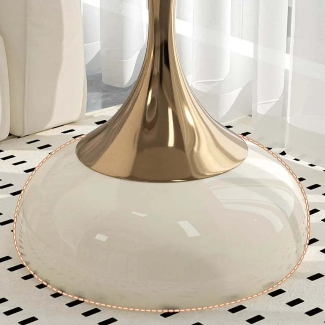 Modern White Metal Tray Pedestal Side Table