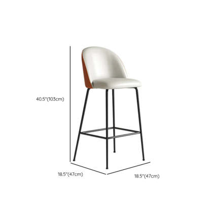 Modern White Upholstered Bar Stool with Back