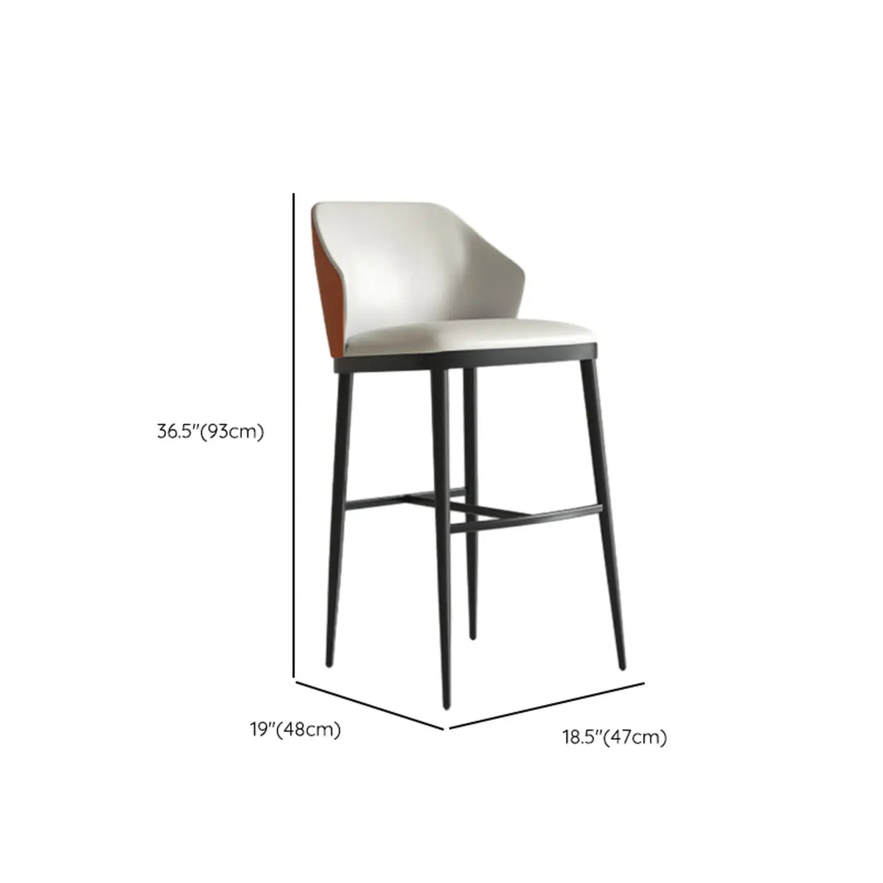 Modern White Upholstered Bar Stool with Back