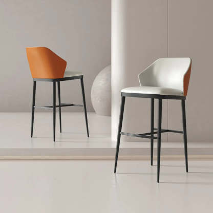Modern White Upholstered Bar Stool with Back