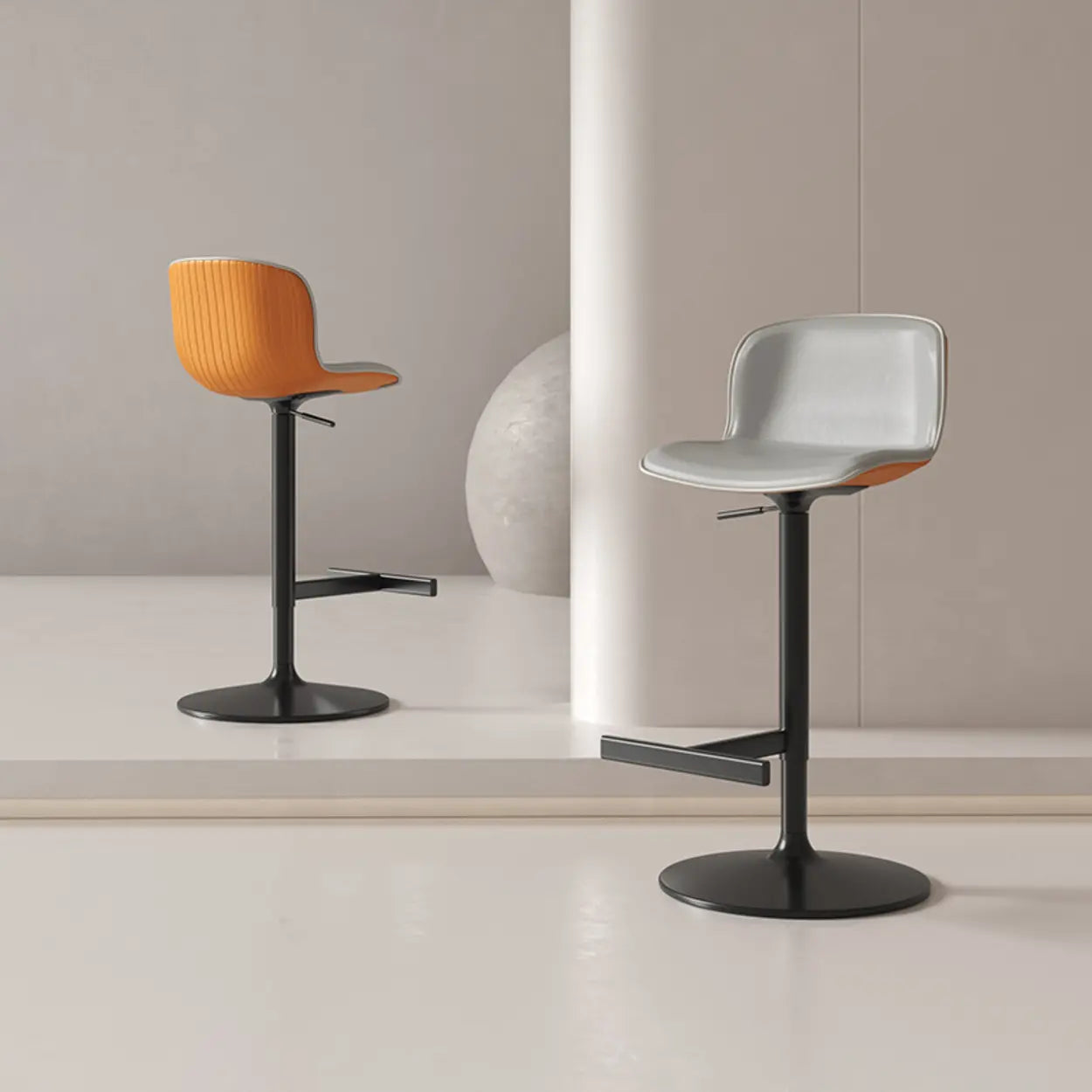 Modern White Upholstered Bar Stool with Back