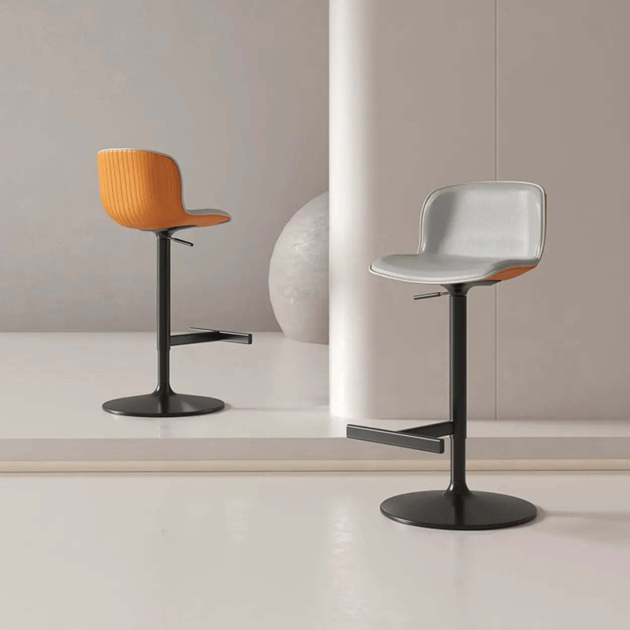 Modern White Upholstered Bar Stool with Back