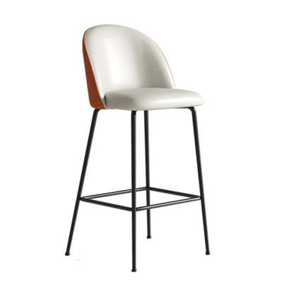 Modern White Upholstered Bar Stool with Back