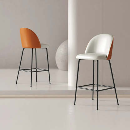 Modern White Upholstered Bar Stool with Back