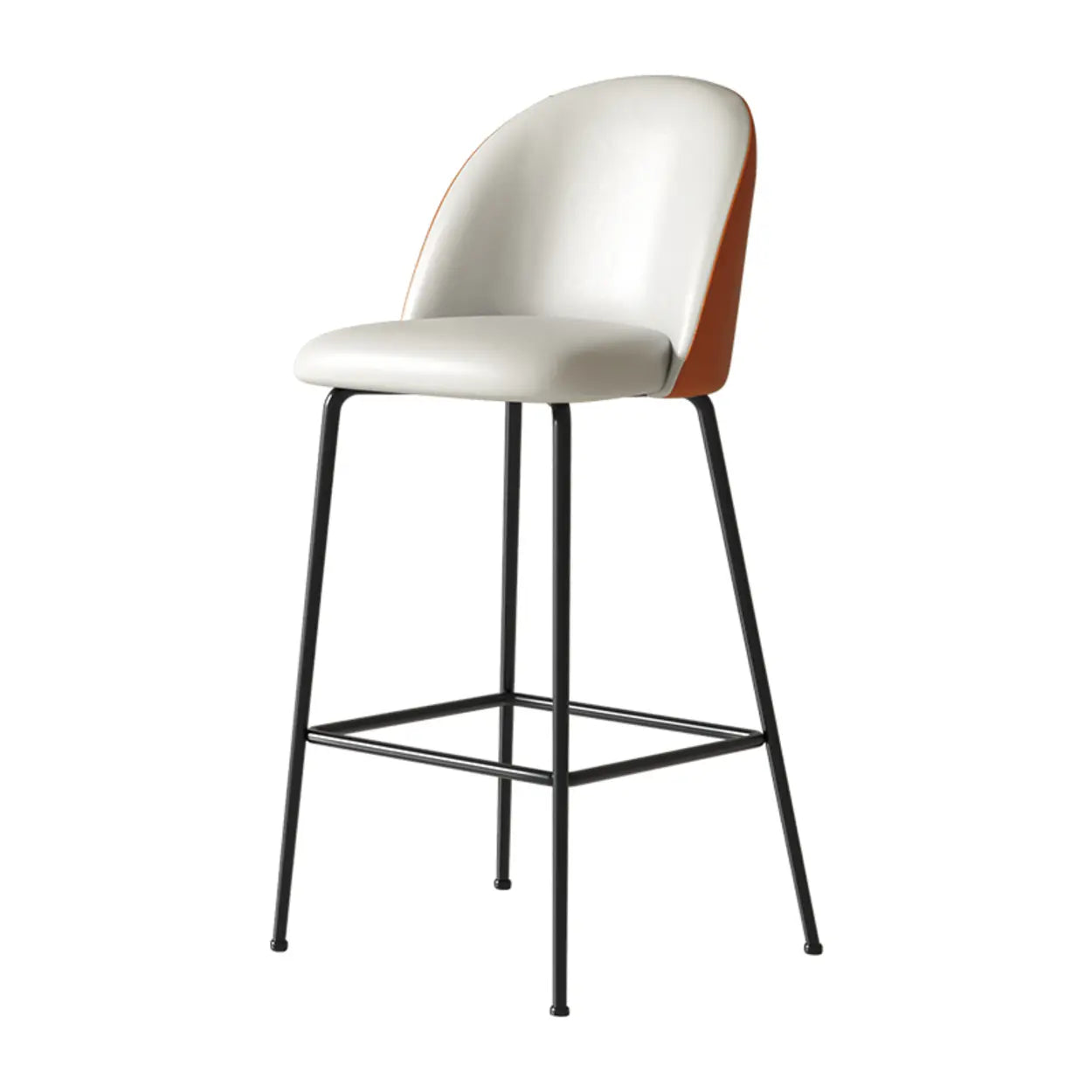 Modern White Upholstered Bar Stool with Back
