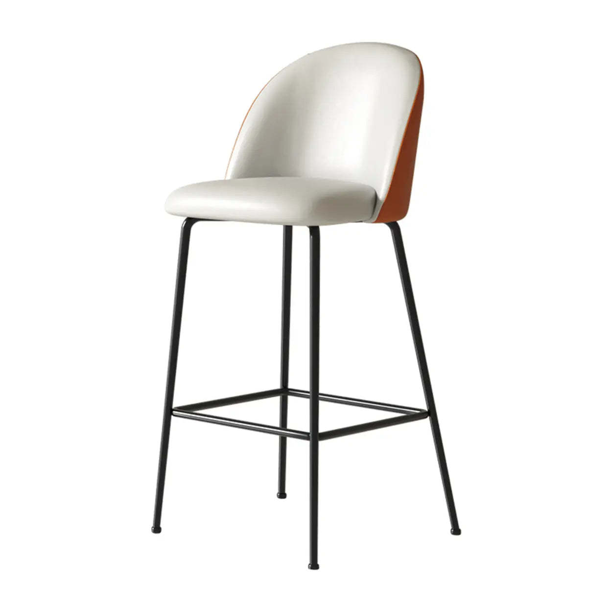 Modern White Upholstered Bar Stool with Back