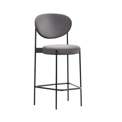 Modern White Upholstered Bar Stool with Back