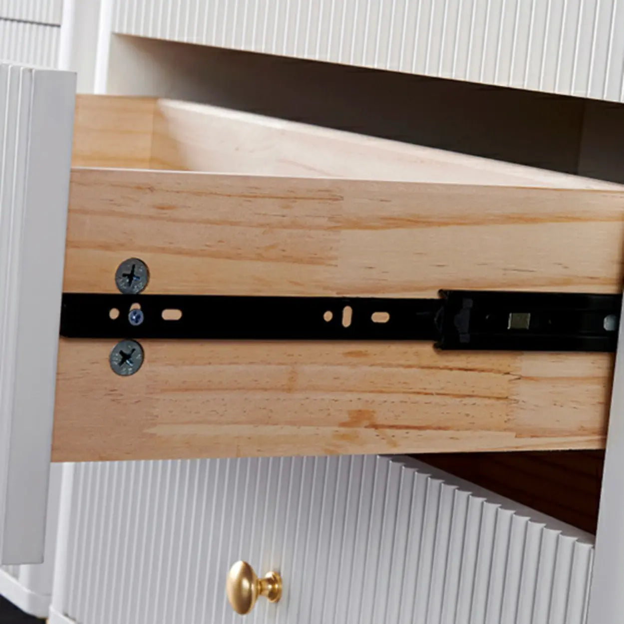 Modern White Wood Brass Handle Dresser