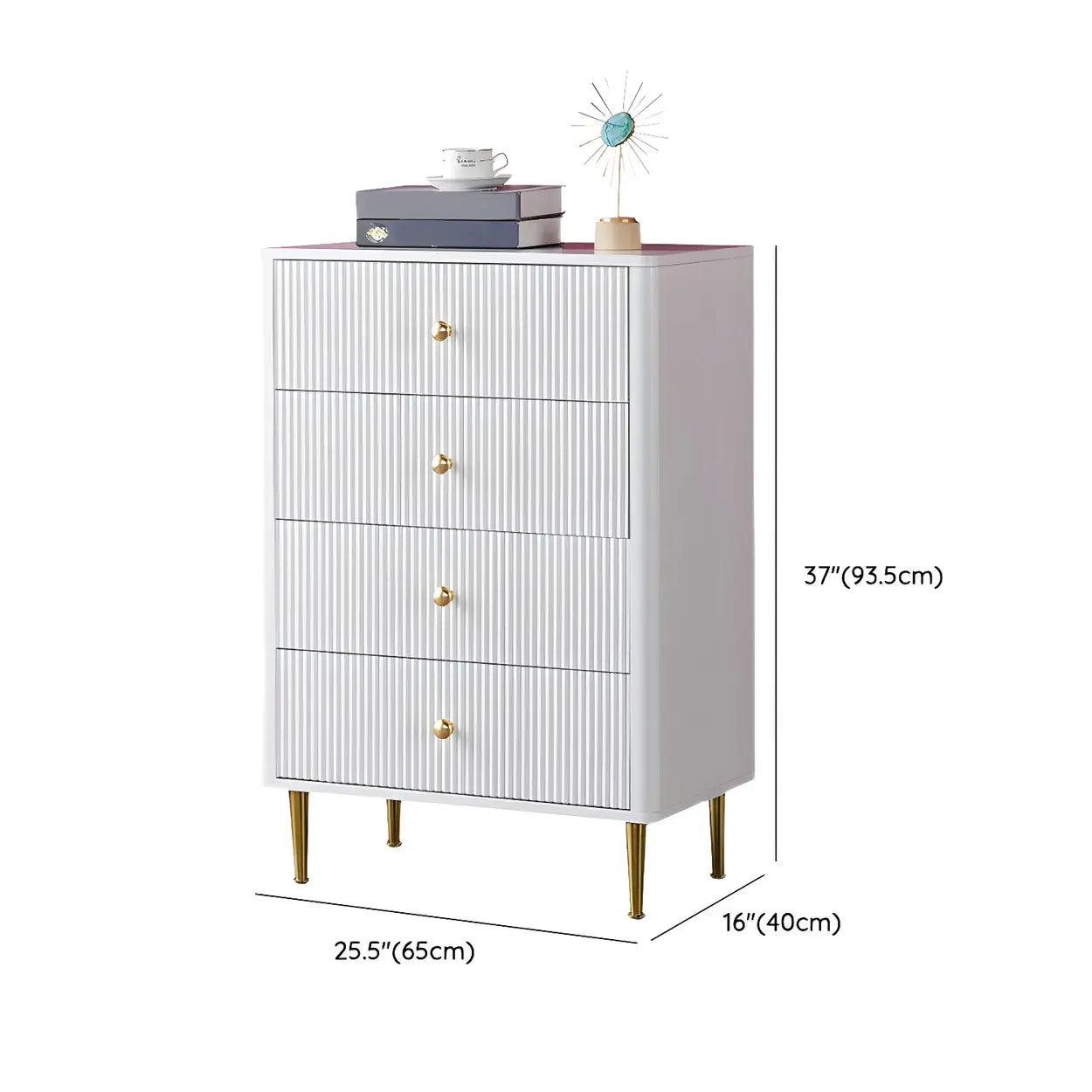 Modern White Wood Brass Handle Dresser