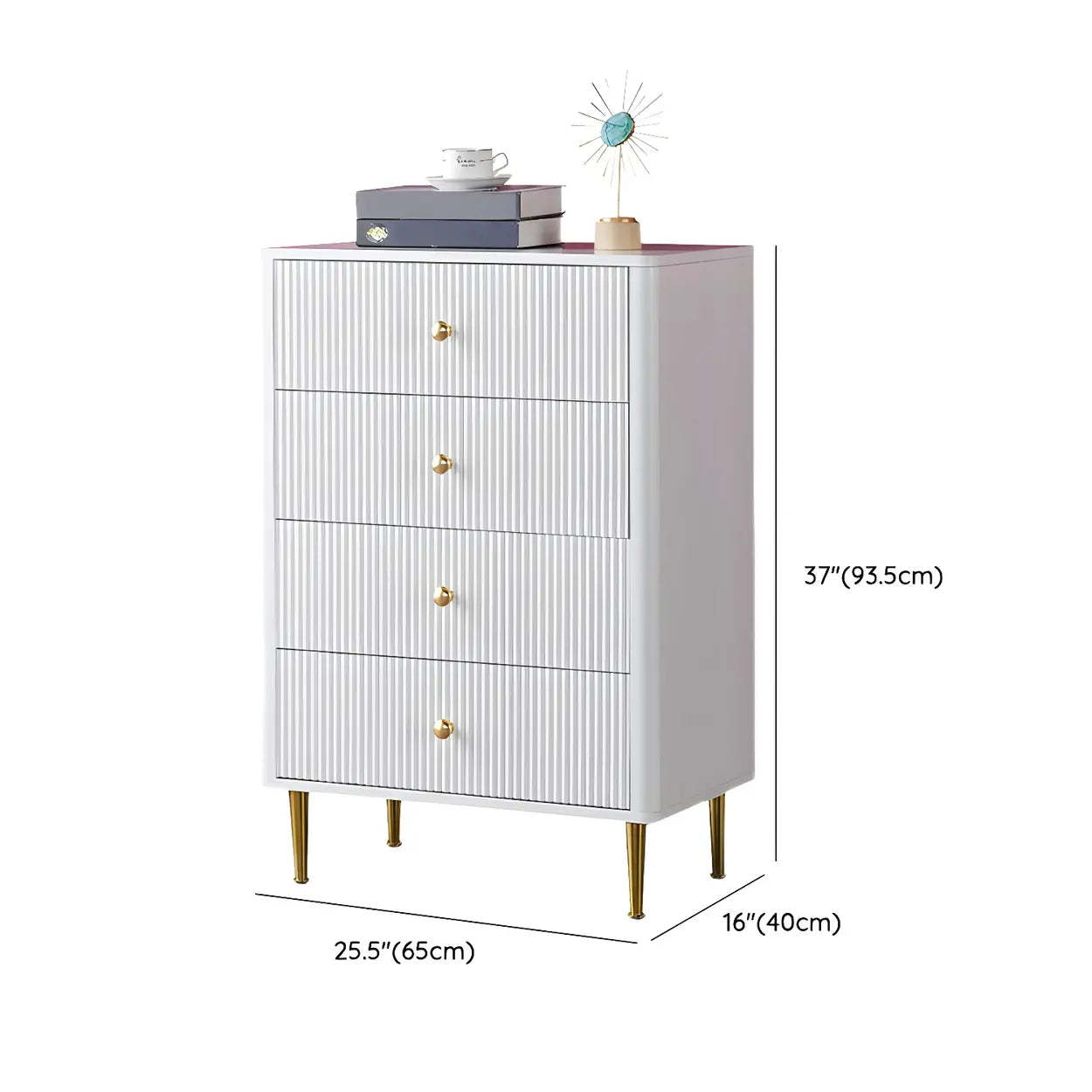 Modern White Wood Brass Handle Dresser