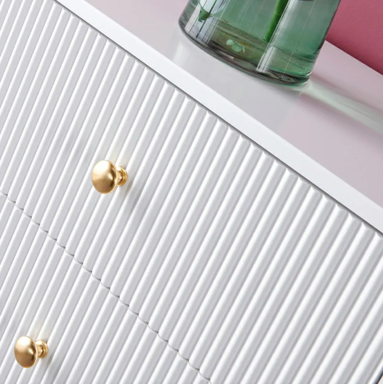 Modern White Wood Brass Handle Dresser