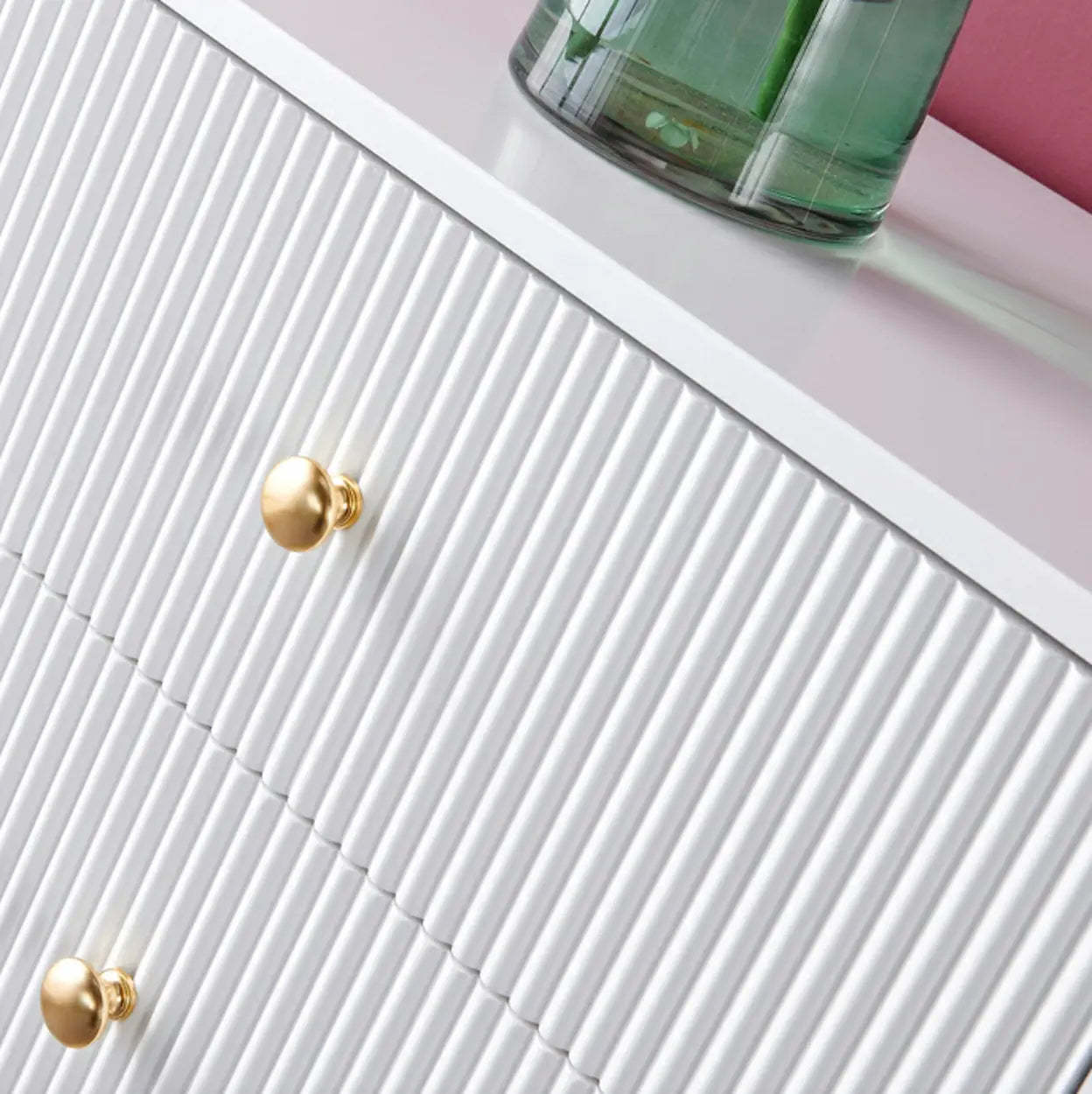 Modern White Wood Brass Handle Dresser