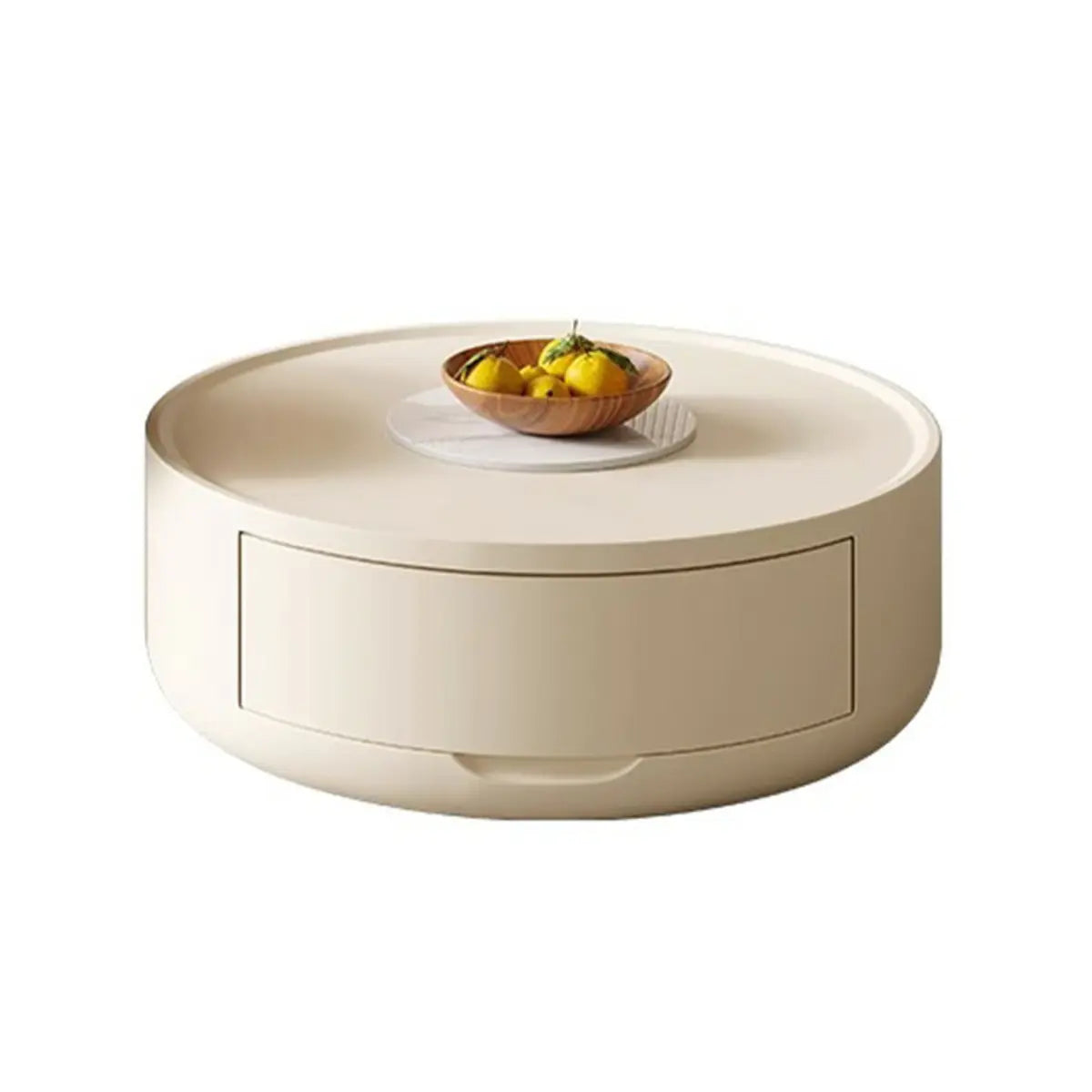 Modern White Wood Round Drum Nested Coffee Table