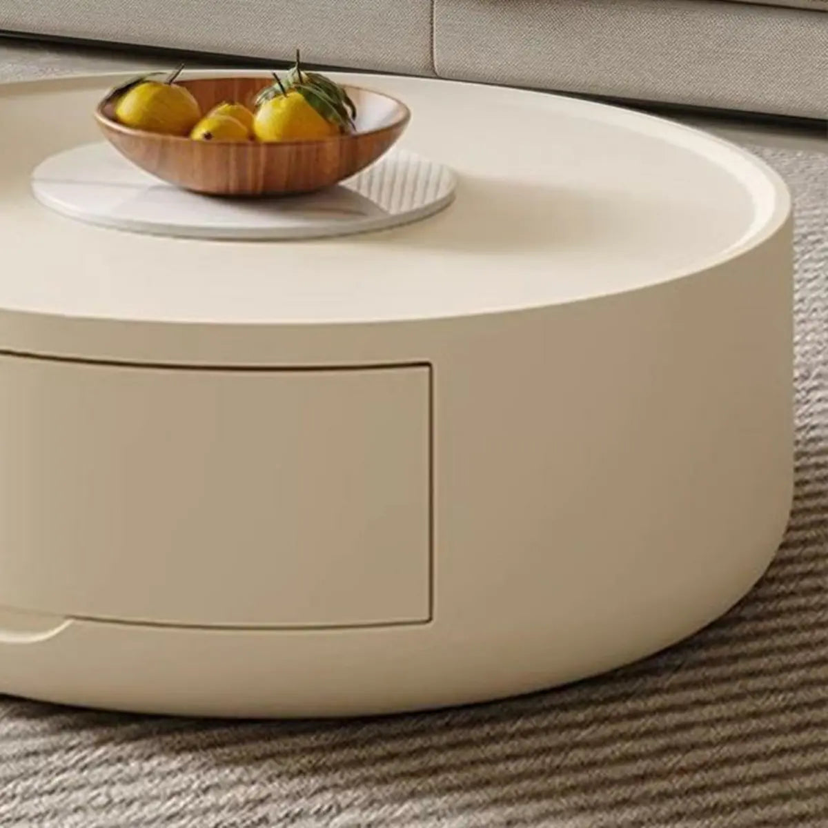 Modern White Wood Round Drum Nested Coffee Table
