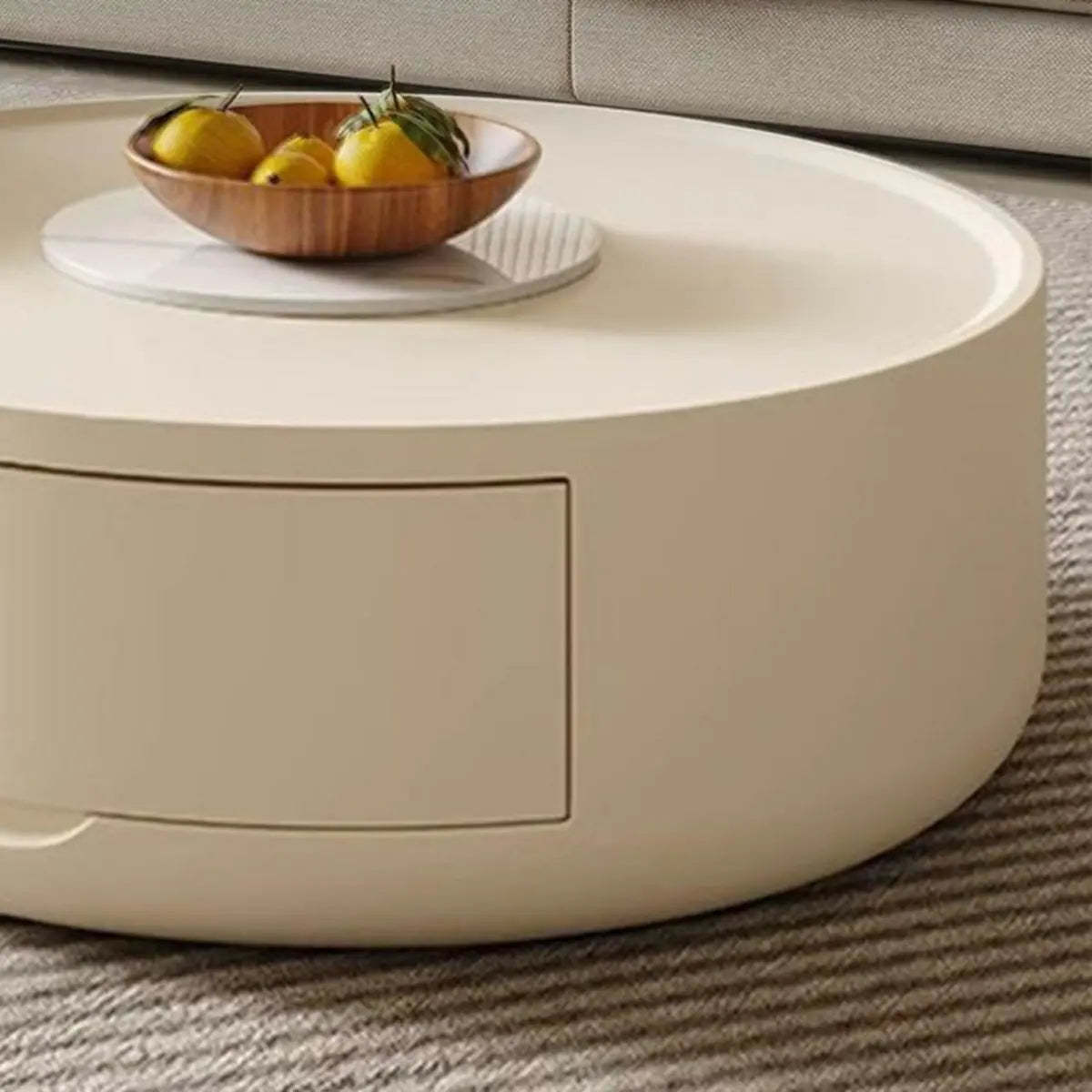 Modern White Wood Round Drum Nested Coffee Table