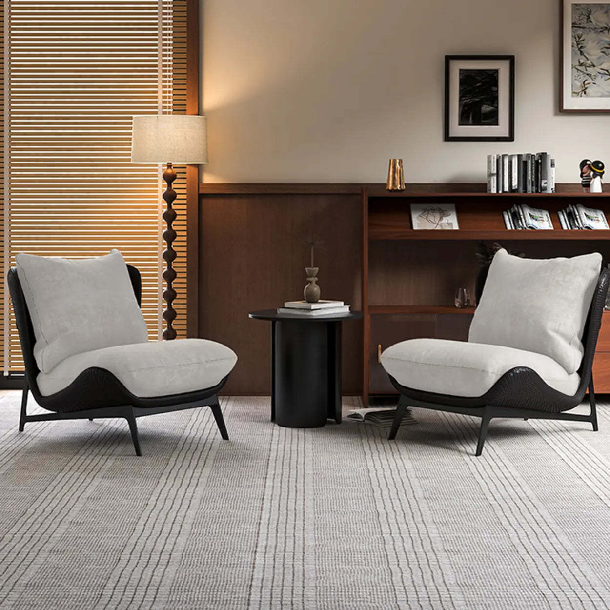 Modern Wide Black Recliner Accent Chair — Black/ White