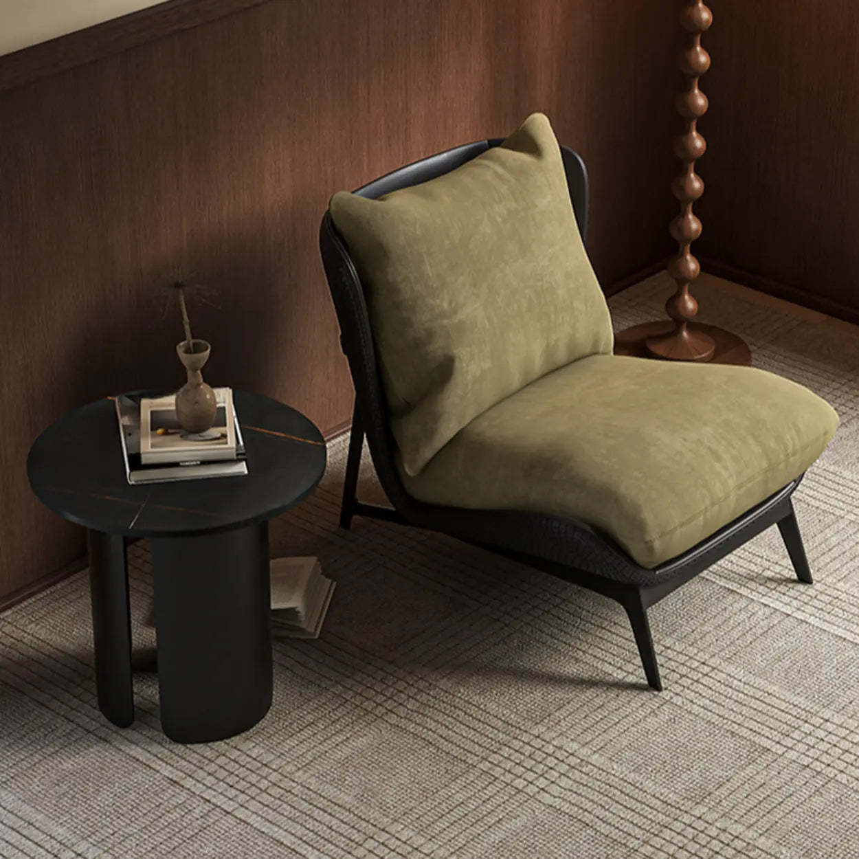 Modern Wide Black Recliner Accent Chair