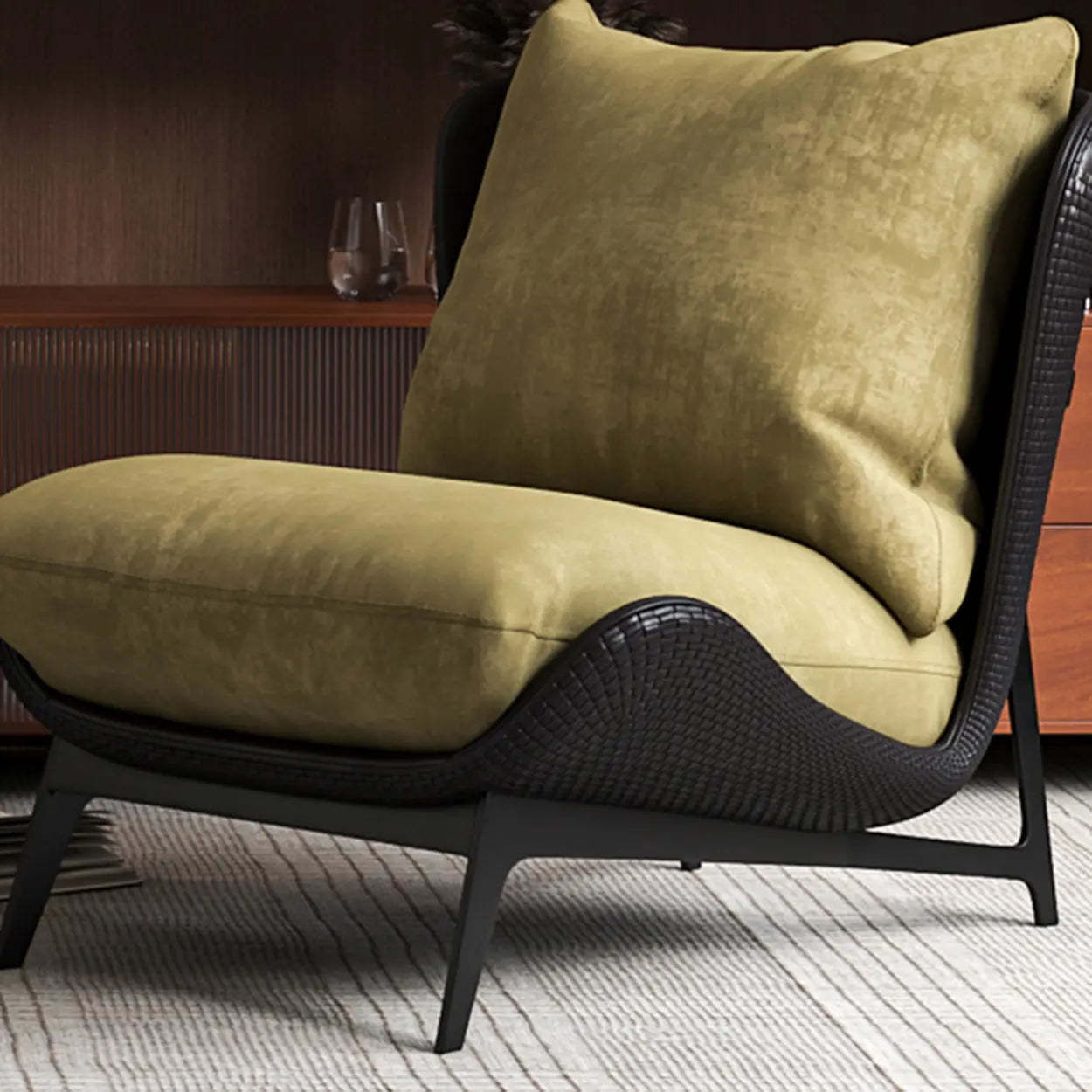 Modern Wide Black Recliner Accent Chair