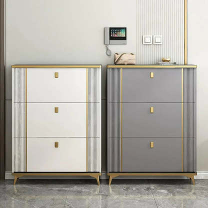 Drop-Front Shoe Storage Cabinet — White