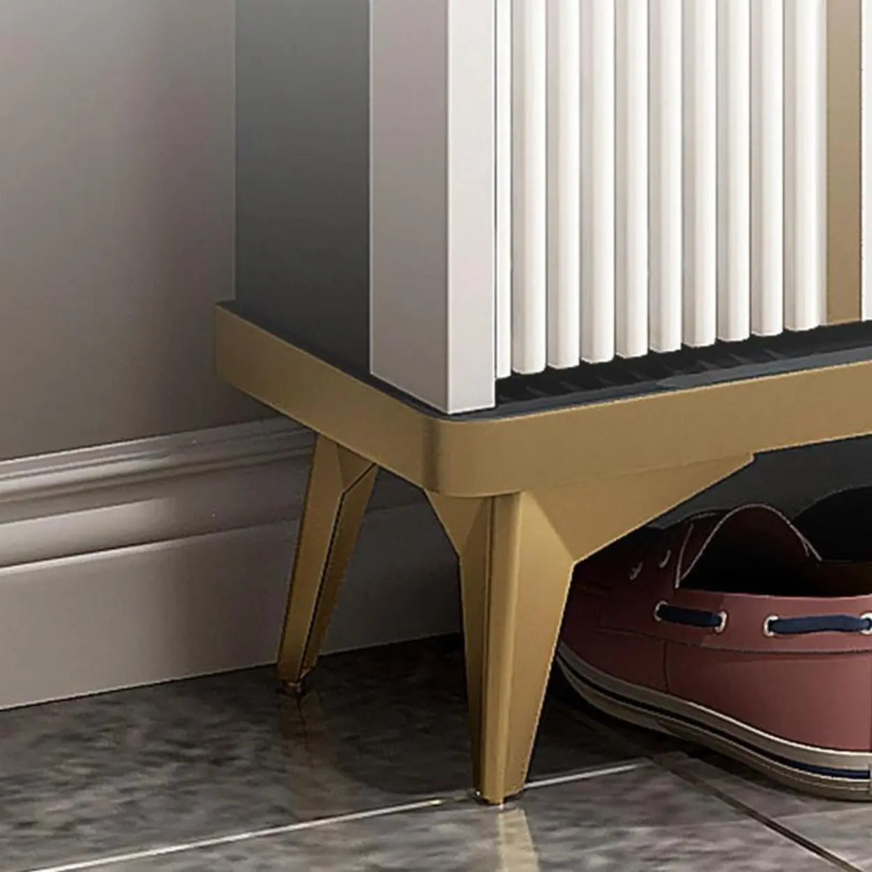 Drop-Front Shoe Storage Cabinet — White