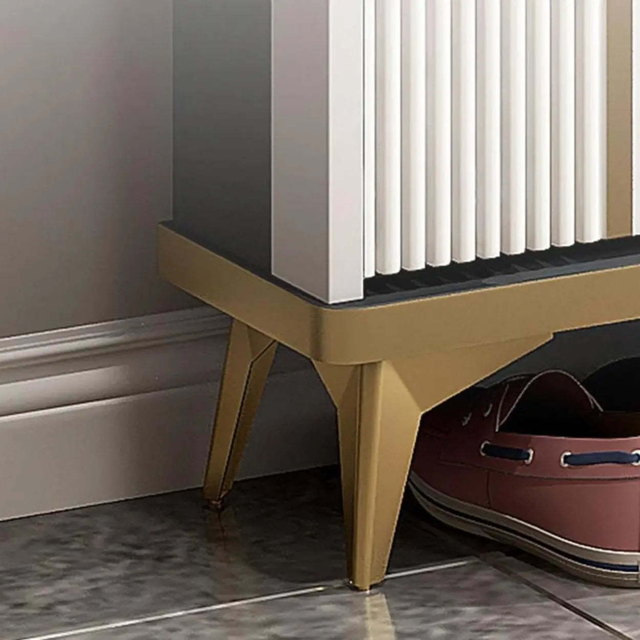 Drop-Front Shoe Storage Cabinet — White