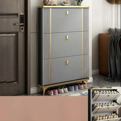 Drop-Front Shoe Storage Cabinet — Grey