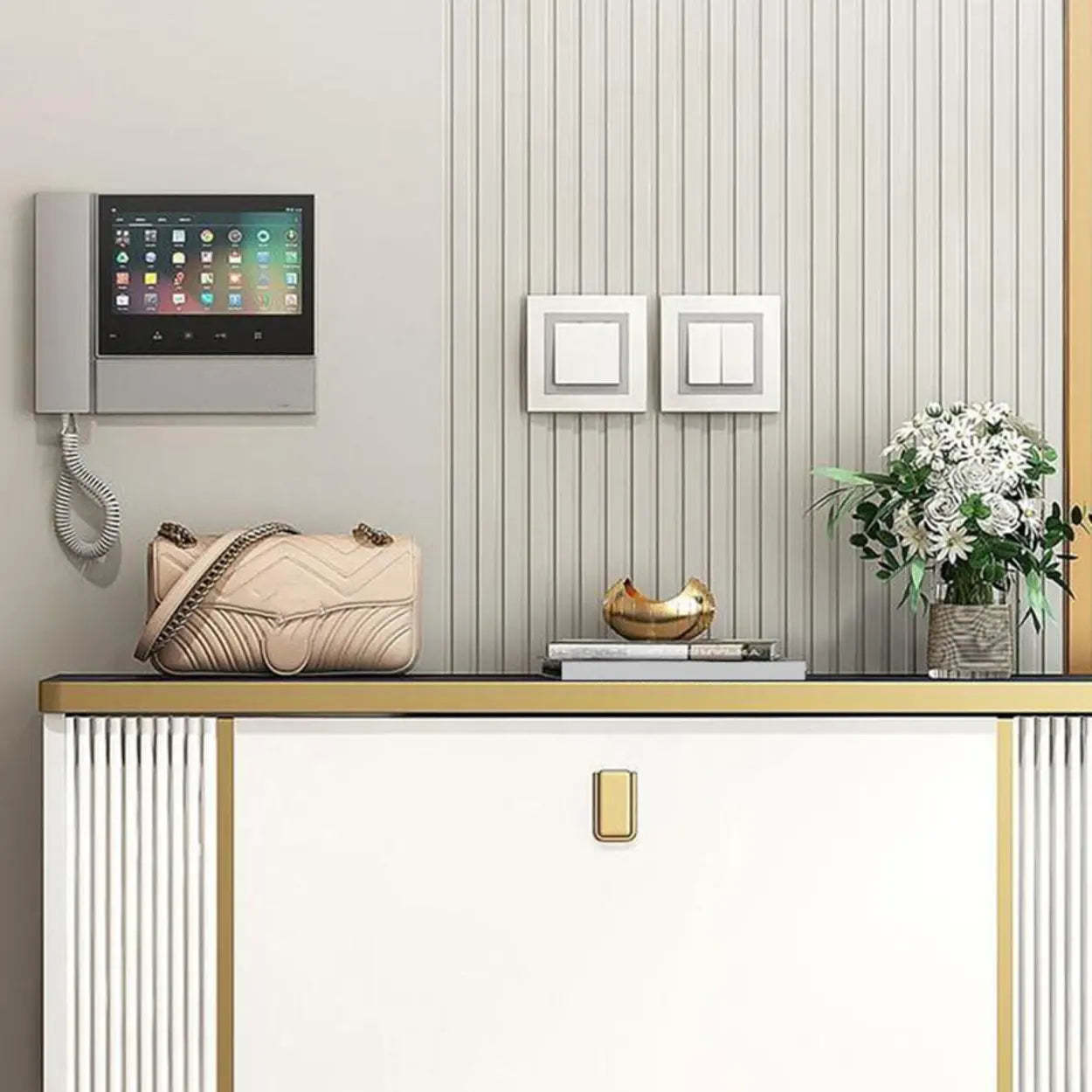 Drop-Front Shoe Storage Cabinet — White