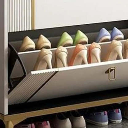 Drop-Front Shoe Storage Cabinet — White