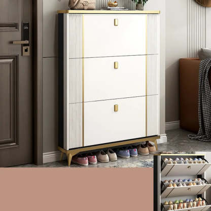 Drop-Front Shoe Storage Cabinet — Grey