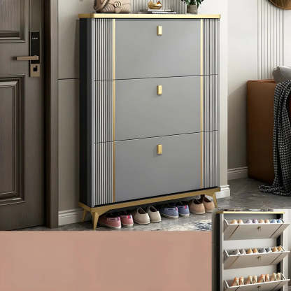 Drop-Front Shoe Storage Cabinet — White
