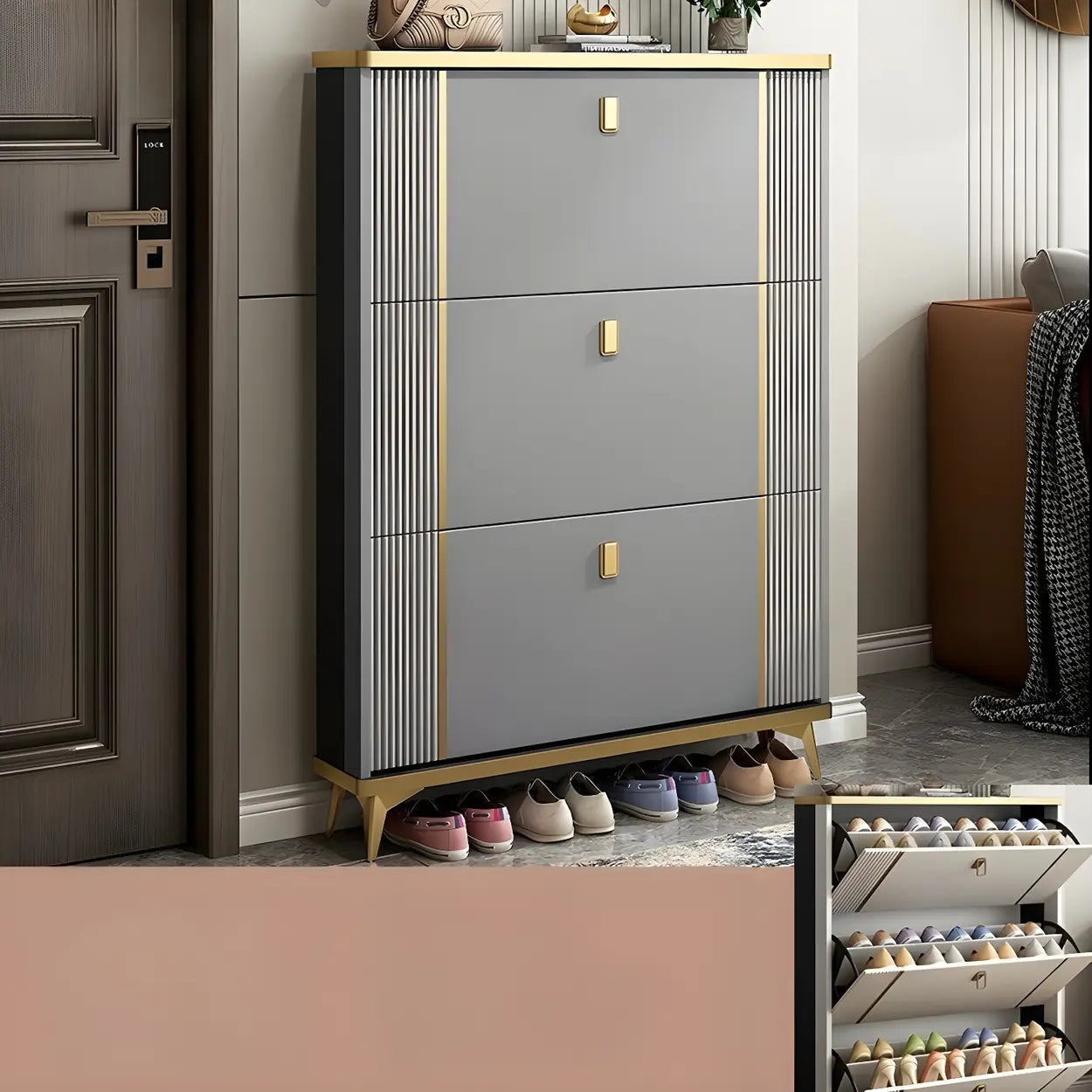 Drop-Front Shoe Storage Cabinet