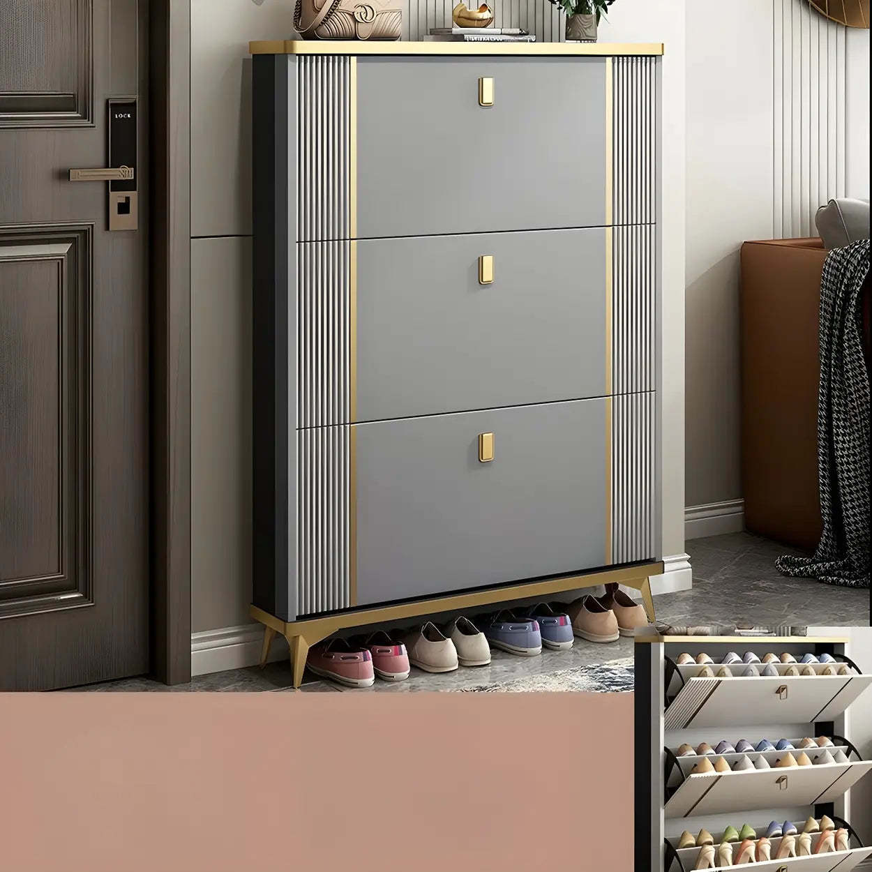 Drop-Front Shoe Storage Cabinet