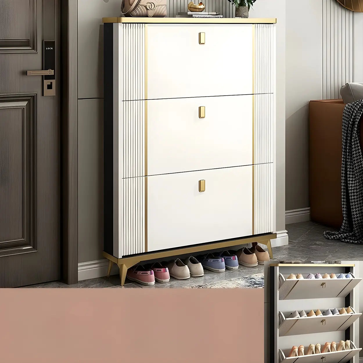 Drop-Front Shoe Storage Cabinet