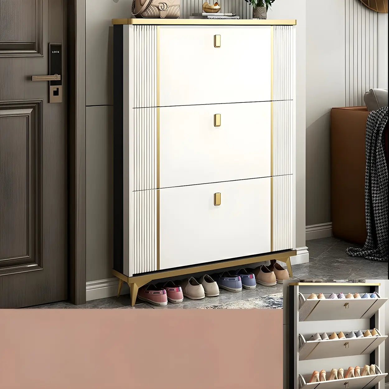 Drop-Front Shoe Storage Cabinet