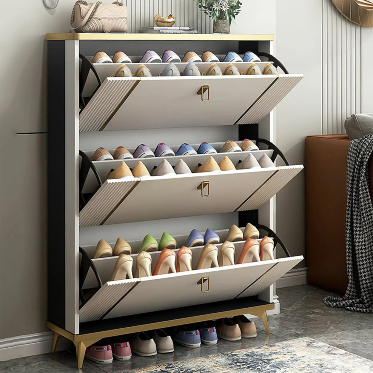 Drop-Front Shoe Storage Cabinet