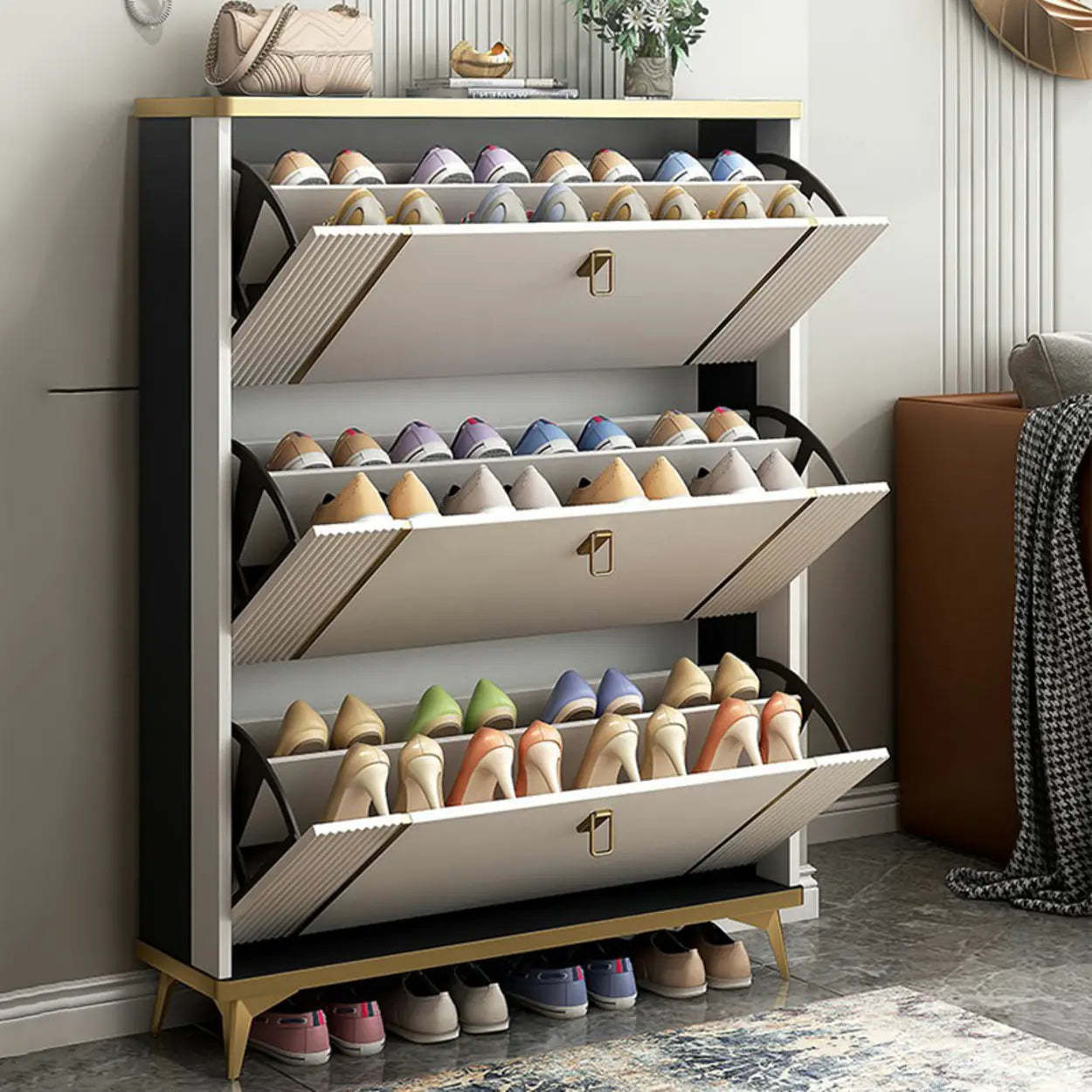 Drop-Front Shoe Storage Cabinet