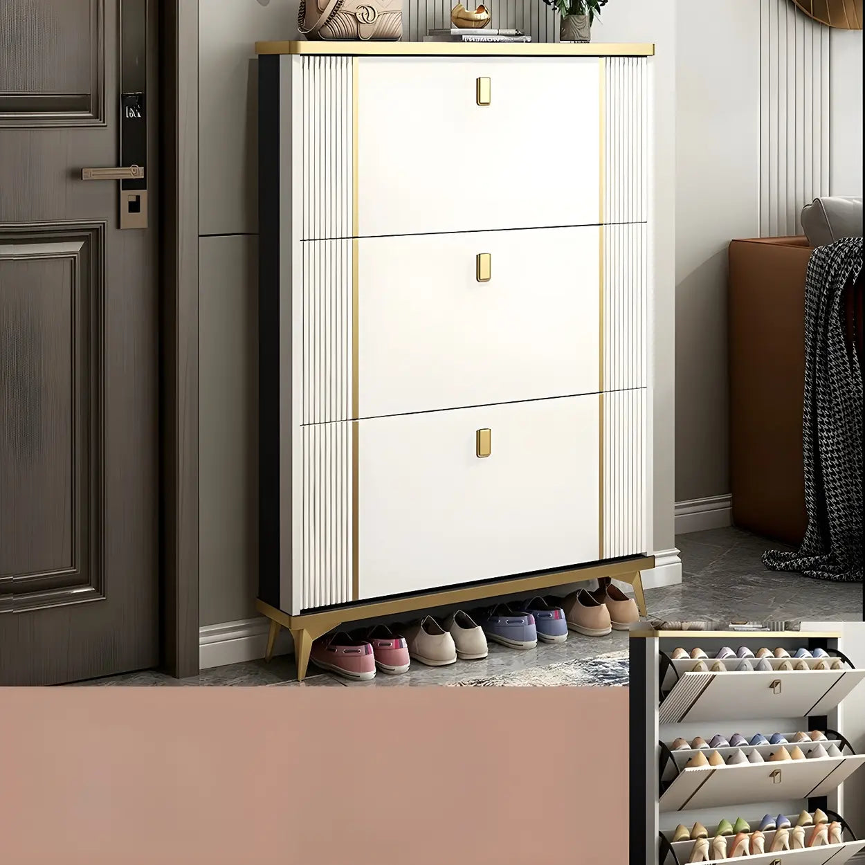 Drop-Front Shoe Storage Cabinet