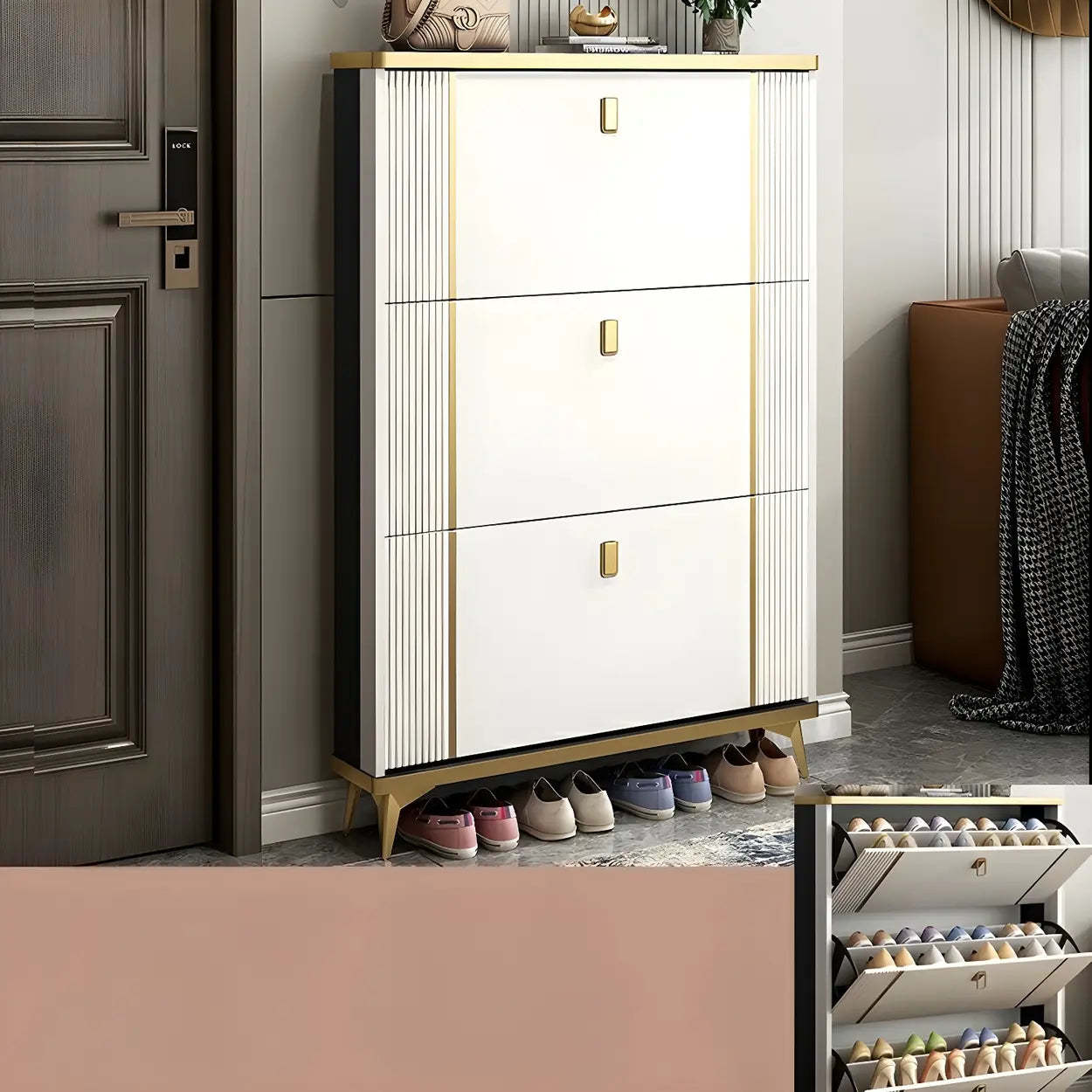 Drop-Front Shoe Storage Cabinet