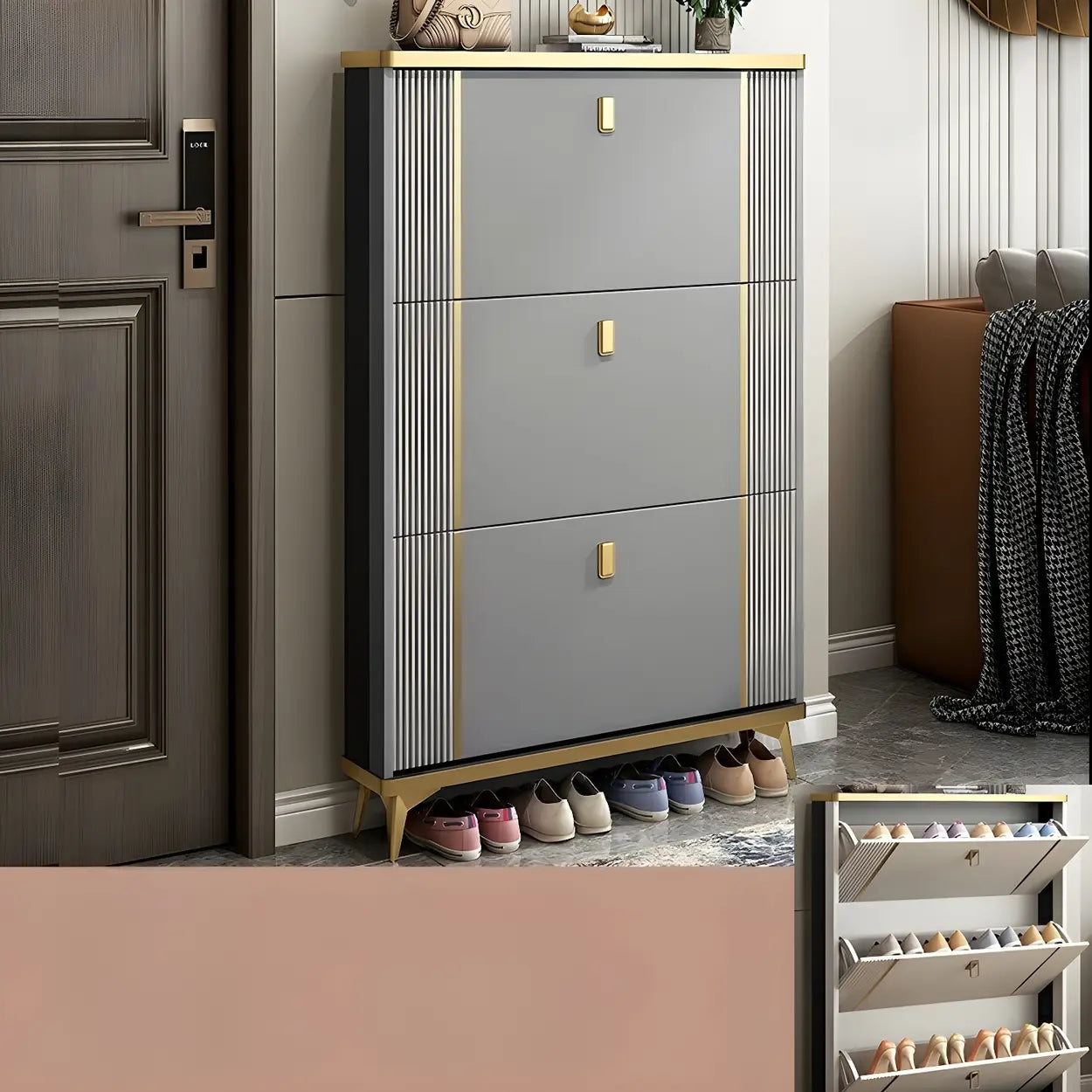 Drop-Front Shoe Storage Cabinet