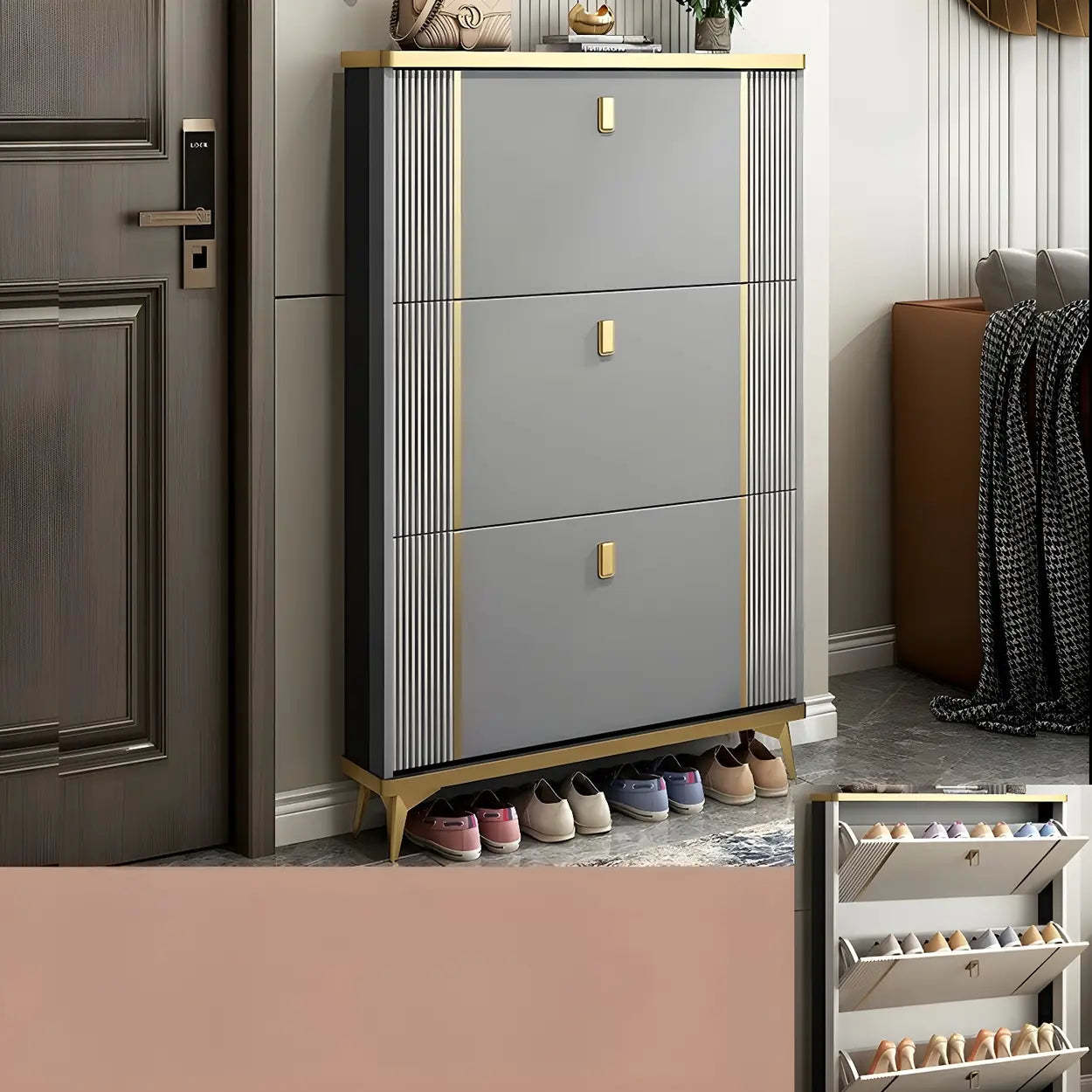 Drop-Front Shoe Storage Cabinet