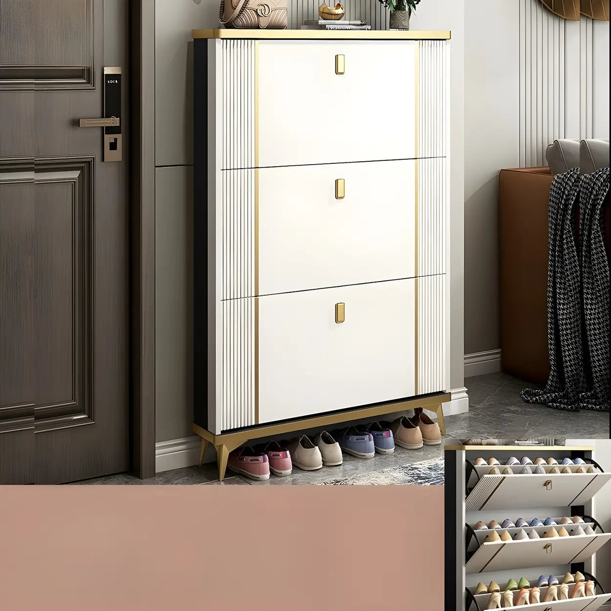 Drop-Front Shoe Storage Cabinet
