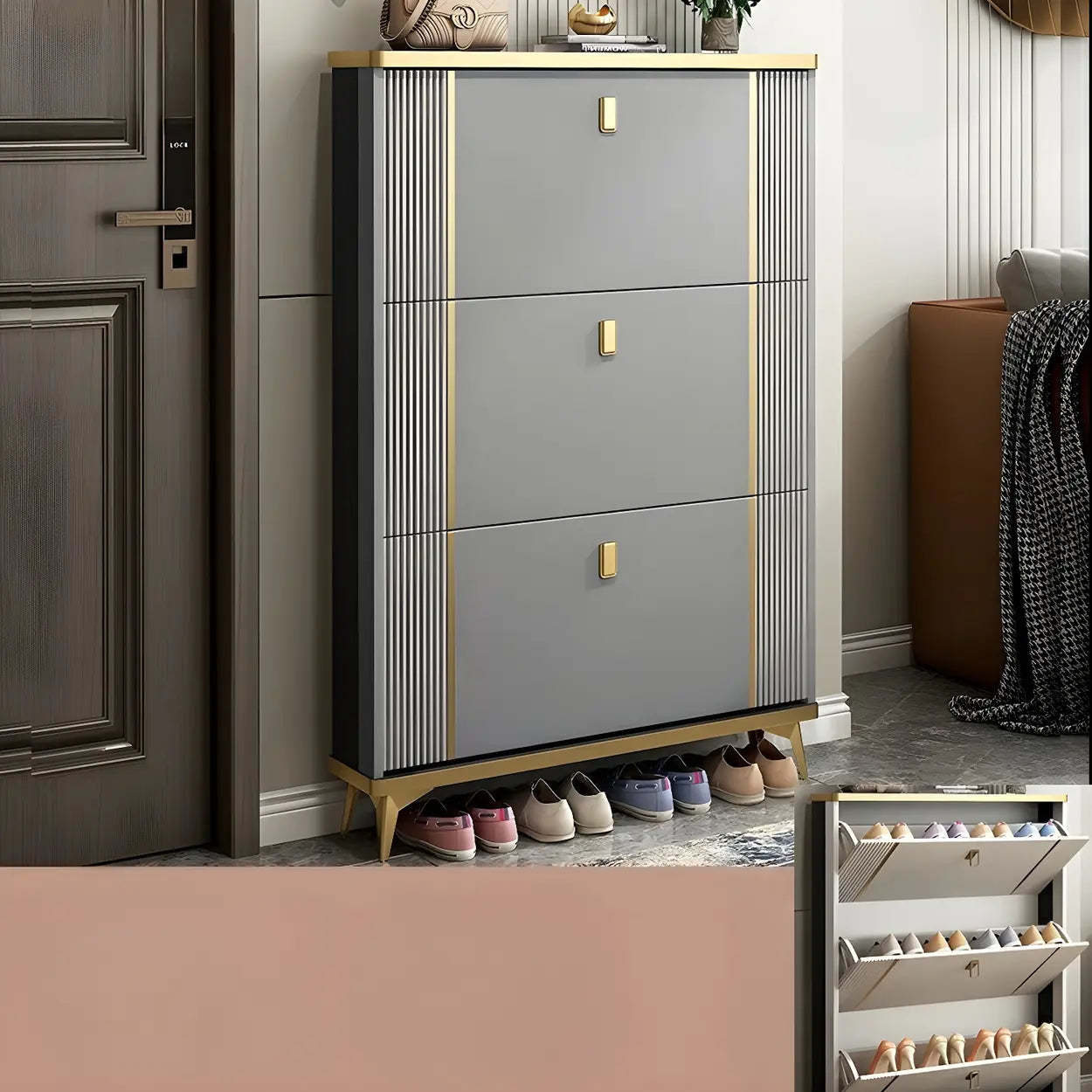 Drop-Front Shoe Storage Cabinet