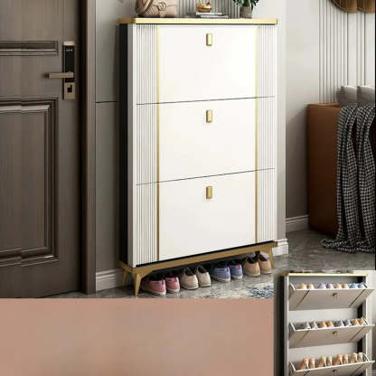 Drop-Front Shoe Storage Cabinet — Grey