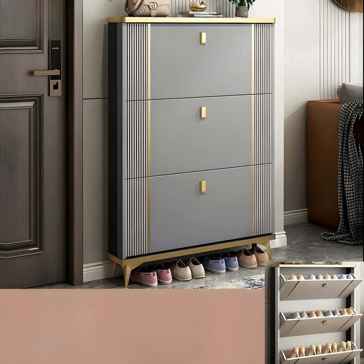 Drop-Front Shoe Storage Cabinet