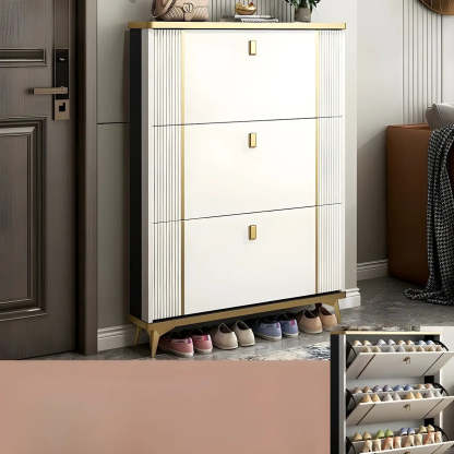 Drop-Front Shoe Storage Cabinet — White