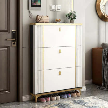 Drop-Front Shoe Storage Cabinet — Grey