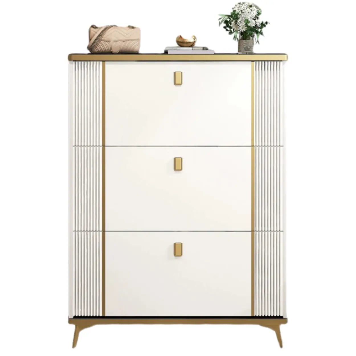 Drop-Front Shoe Storage Cabinet — White