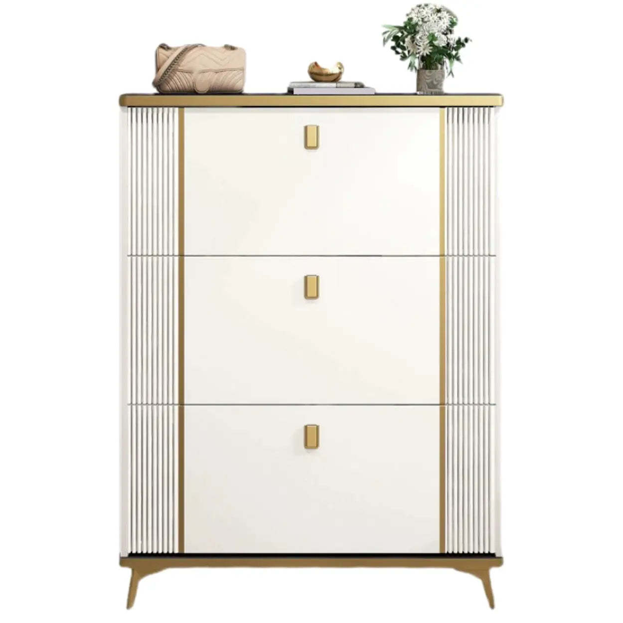 Drop-Front Shoe Storage Cabinet — White