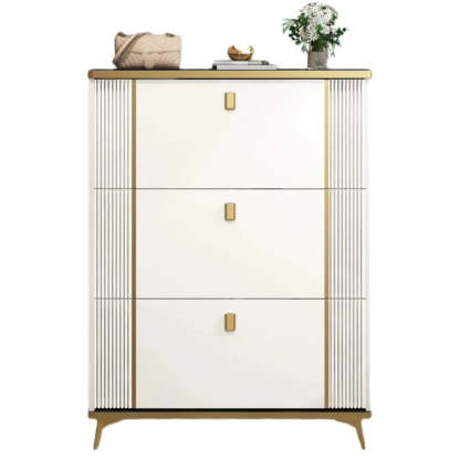 Drop-Front Shoe Storage Cabinet — White